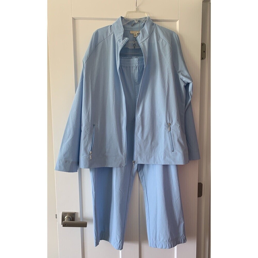 Appleseed’s Pantsuit Long Sleeve Jacket & Pants  CottageBlue XL Polyester